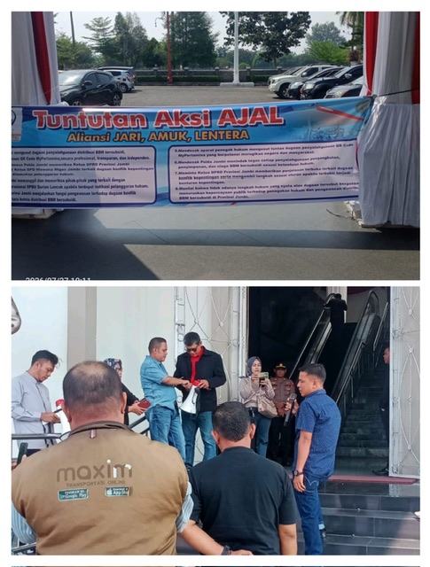 AJAL Geruduk Gedung DPRD Propinsi Jambi, Desak Pengusutan Dugaan Penyalahgunaan QR Code MyPertamina di SPBU Durian Luncuk