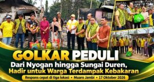 Respons Cepat DPD Partai Golkar Muaro Jambi Terhadap Musibah Kebakaran, Pengurus Hadir di 3 Lokasi